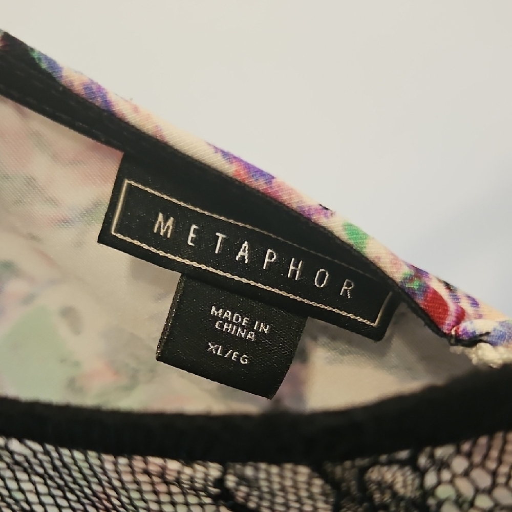 Metaphor Black Lace and Colorful Print Mini Dress -XL - Picture 2 of 3